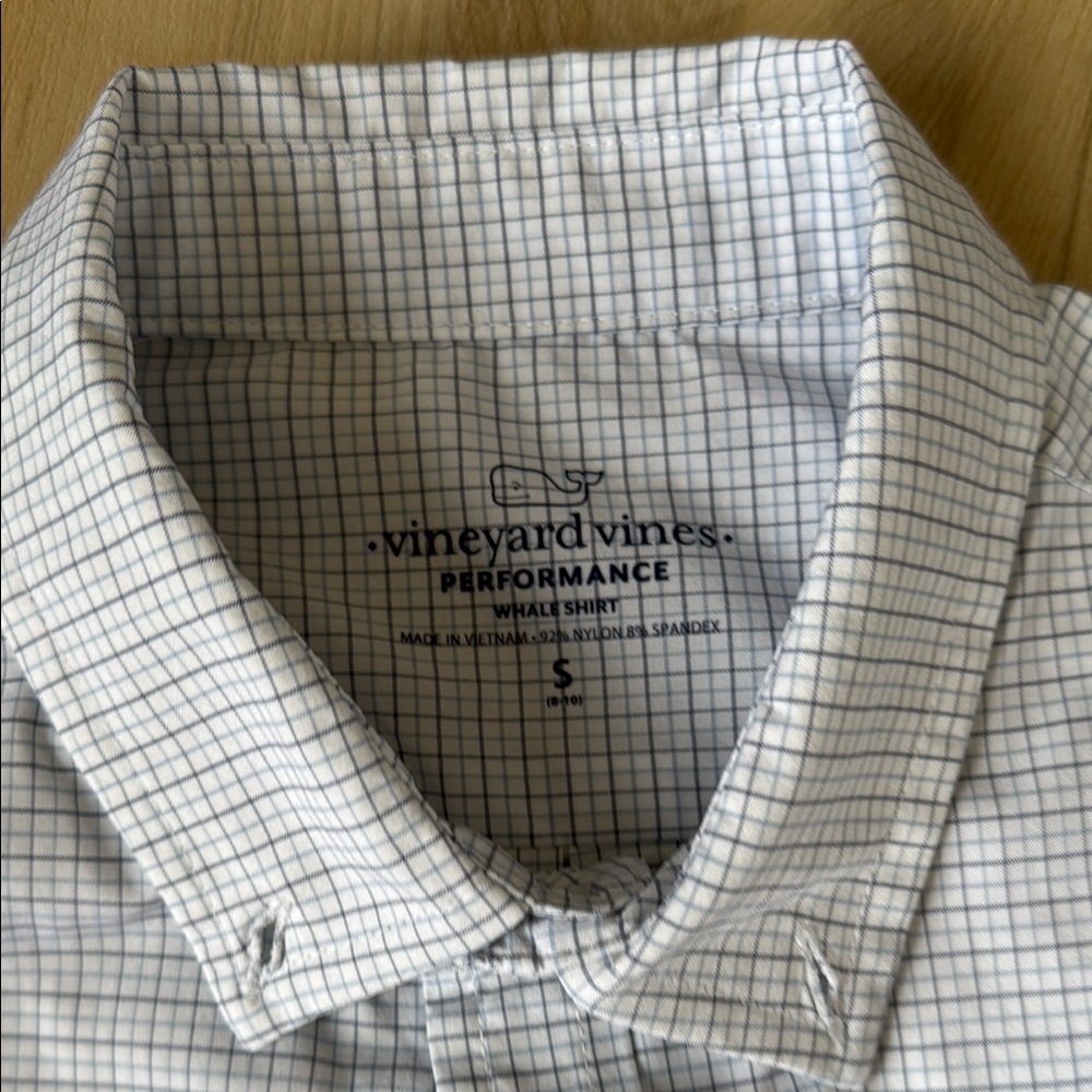 Vineyard Vines Boys Performance Whale Shirt - Blue Check